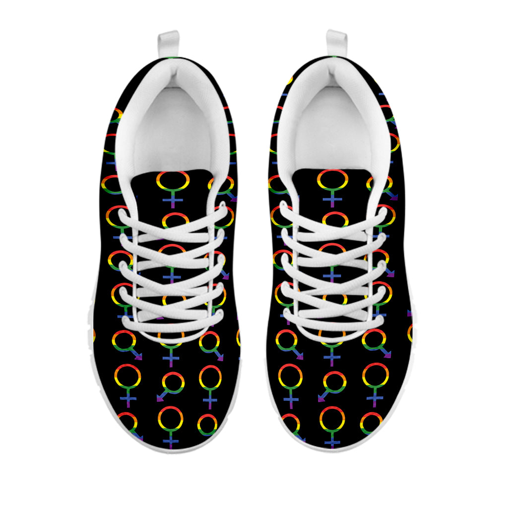 Gay Pride Gender Symbol Pattern Print White Sneakers