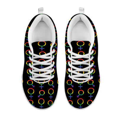 Gay Pride Gender Symbol Pattern Print White Sneakers
