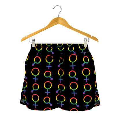 Gay Pride Gender Symbol Pattern Print Women's Shorts