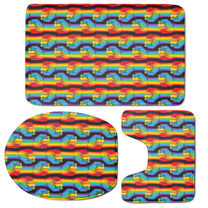 Gay Pride Hand Sign Pattern Print 3 Piece Bath Mat Set