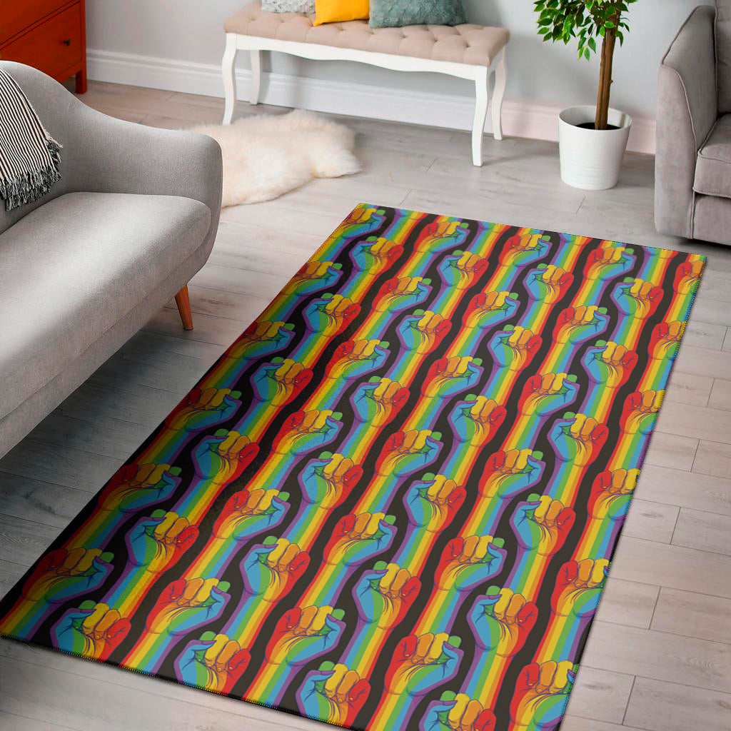 Gay Pride Hand Sign Pattern Print Area Rug