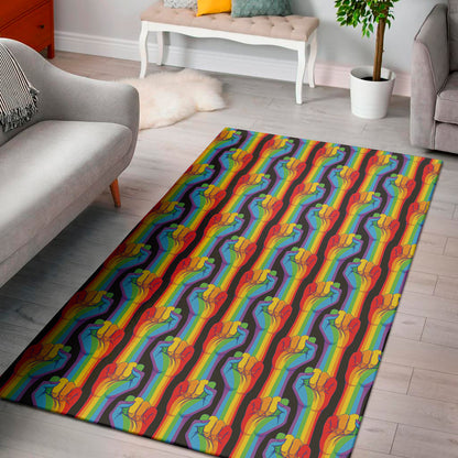 Gay Pride Hand Sign Pattern Print Area Rug