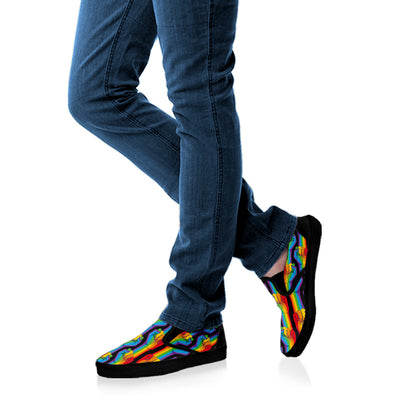 Gay Pride Hand Sign Pattern Print Black Slip On Shoes