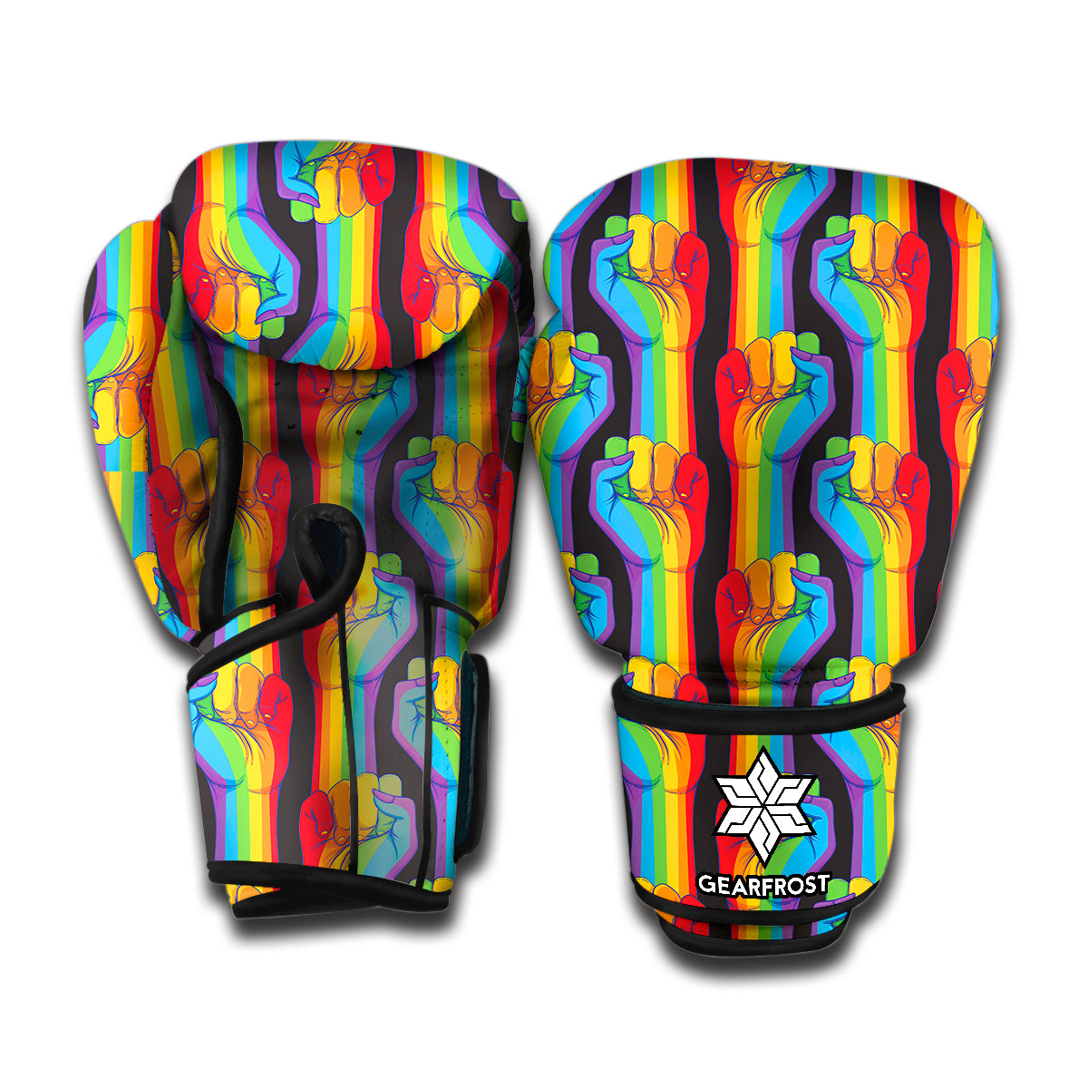 Gay Pride Hand Sign Pattern Print Boxing Gloves
