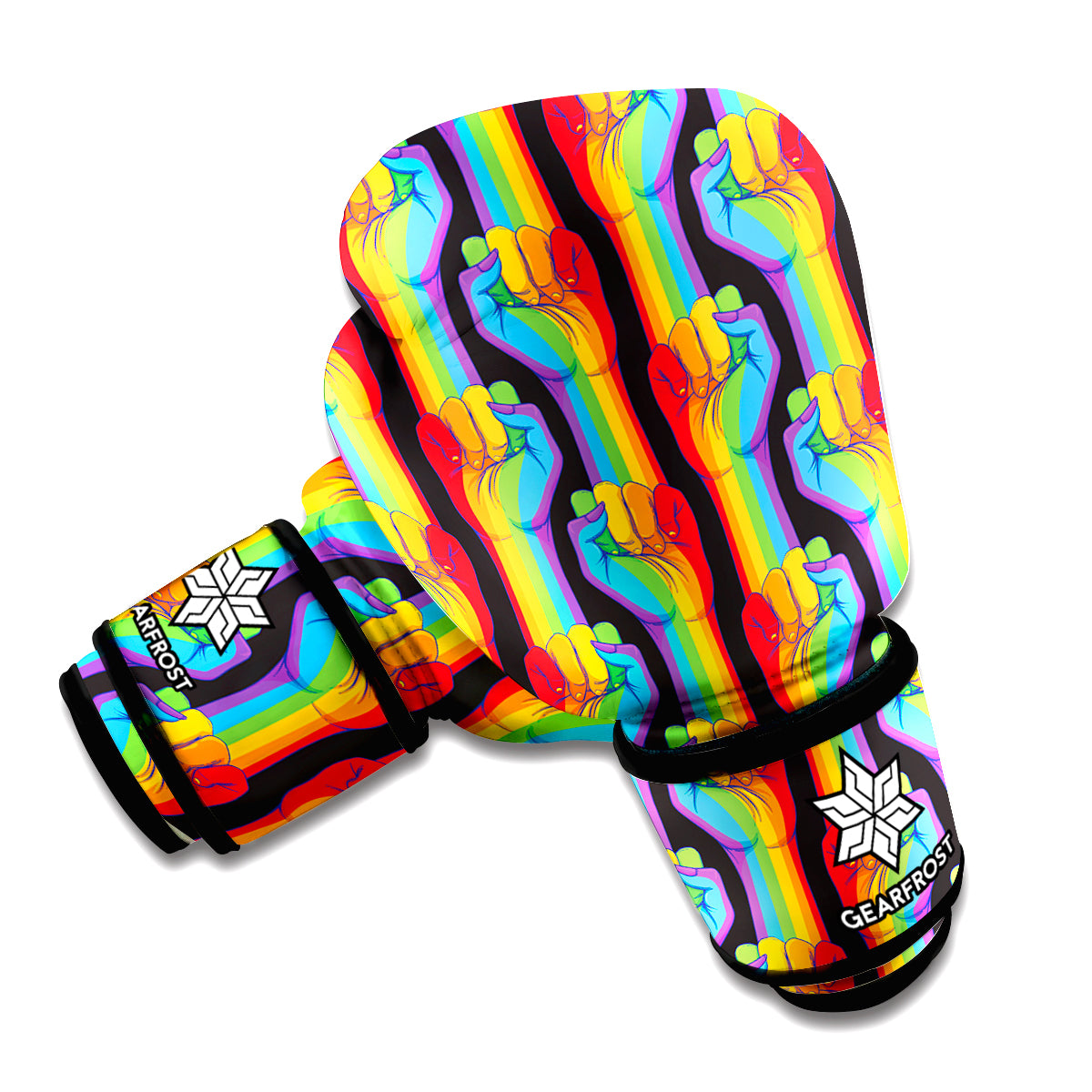 Gay Pride Hand Sign Pattern Print Boxing Gloves