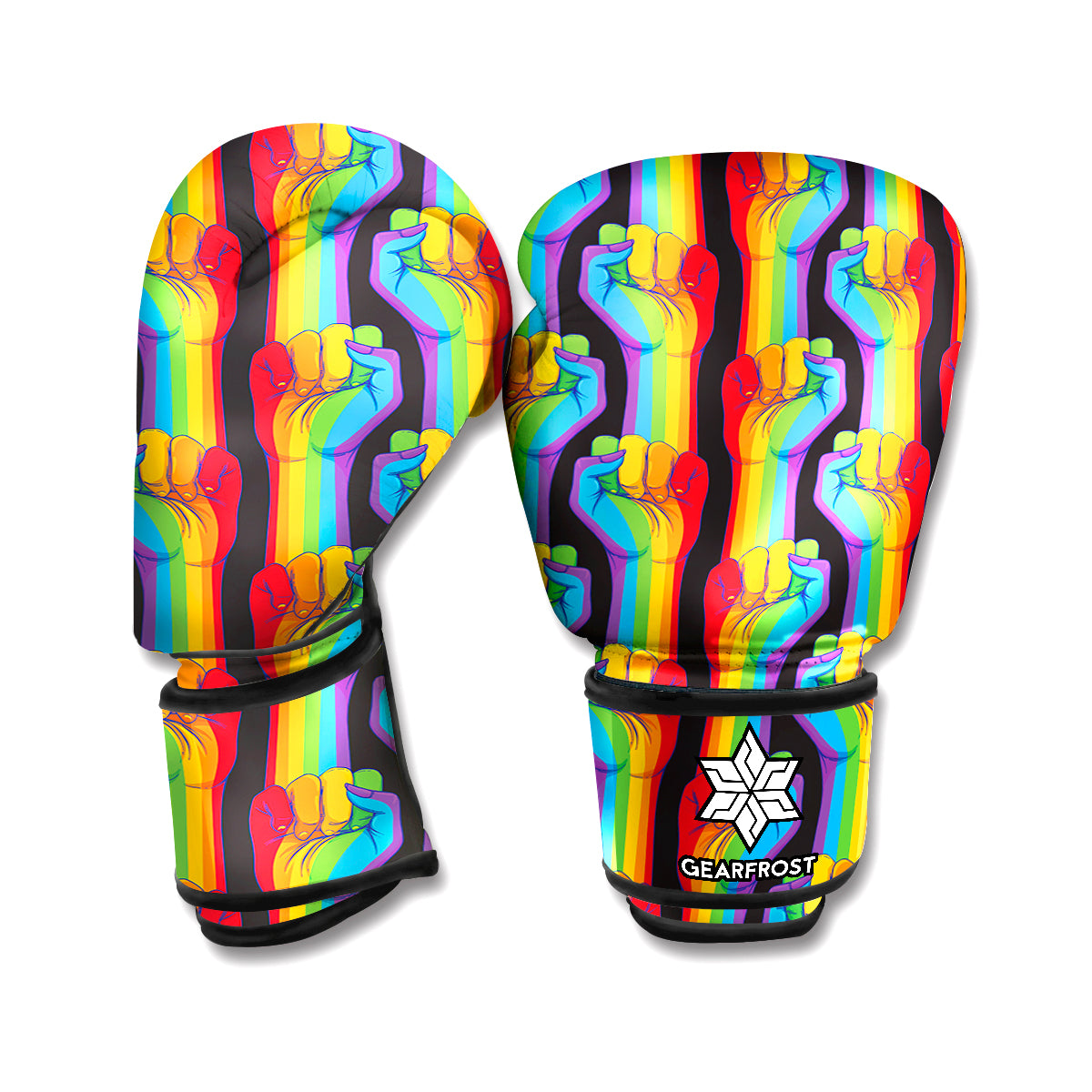 Gay Pride Hand Sign Pattern Print Boxing Gloves