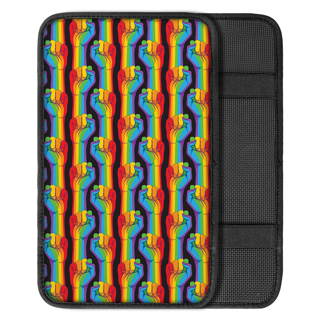 Gay Pride Hand Sign Pattern Print Car Center Console Cover