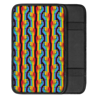 Gay Pride Hand Sign Pattern Print Car Center Console Cover