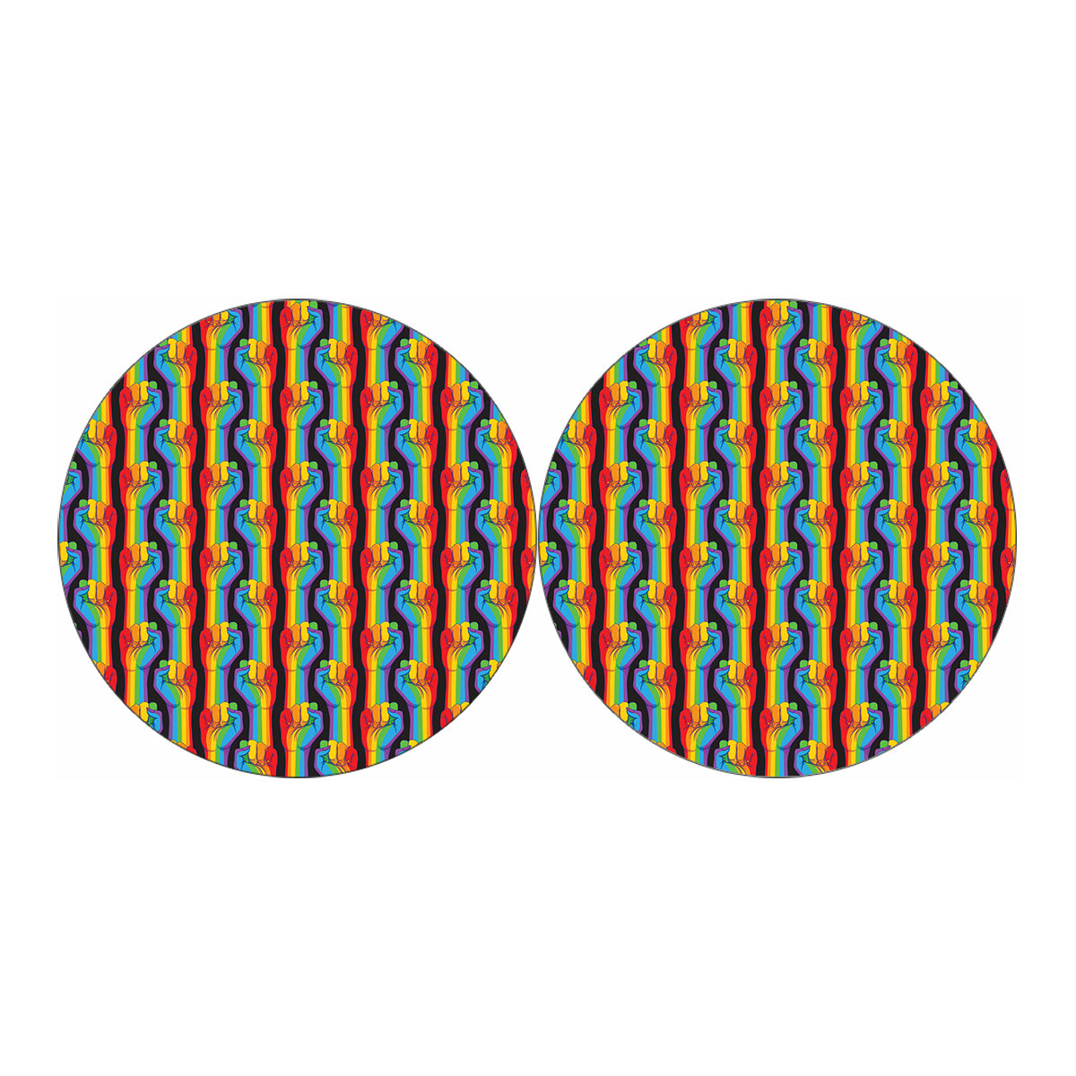 Gay Pride Hand Sign Pattern Print Car Coasters