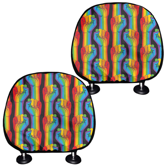Gay Pride Hand Sign Pattern Print Car Headrest Covers