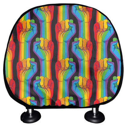 Gay Pride Hand Sign Pattern Print Car Headrest Covers