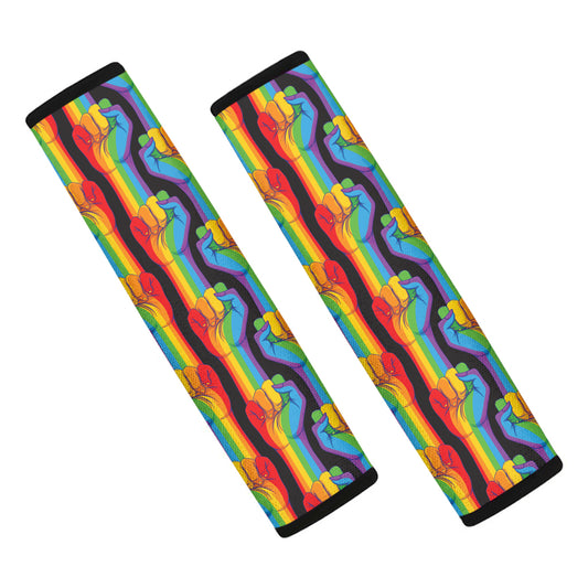 Gay Pride Hand Sign Pattern Print Car Seat Belt Covers