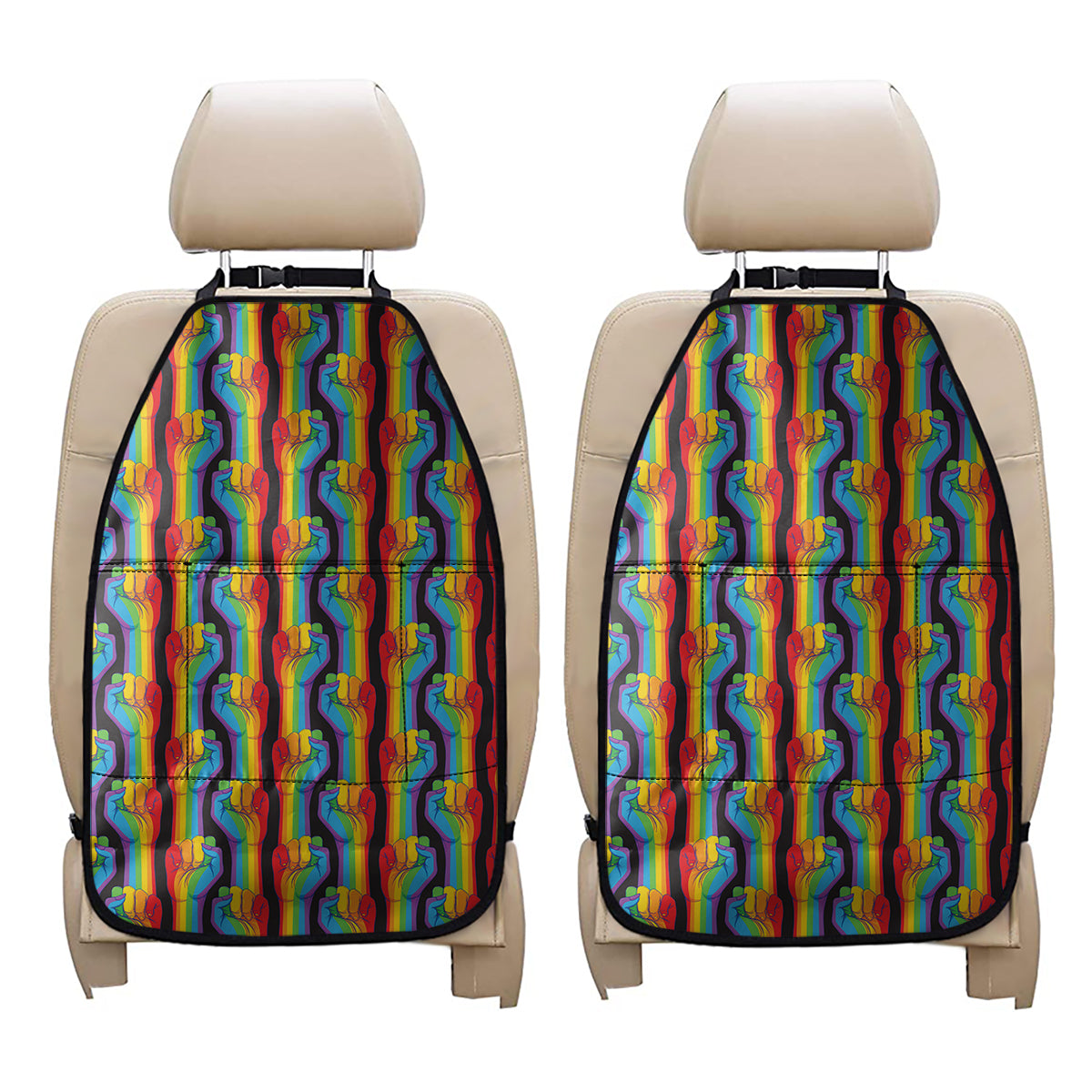 Gay Pride Hand Sign Pattern Print Car Seat Organizers