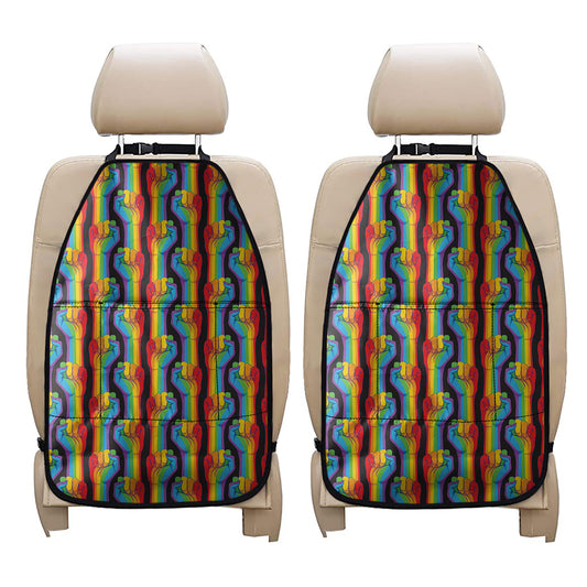 Gay Pride Hand Sign Pattern Print Car Seat Organizers