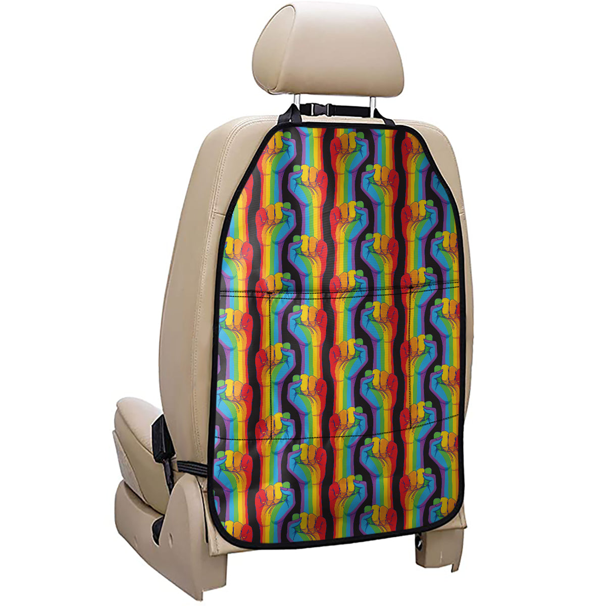 Gay Pride Hand Sign Pattern Print Car Seat Organizers