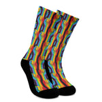 Gay Pride Hand Sign Pattern Print Crew Socks