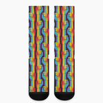 Gay Pride Hand Sign Pattern Print Crew Socks