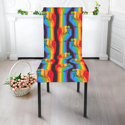 Gay Pride Hand Sign Pattern Print Dining Chair Slipcover
