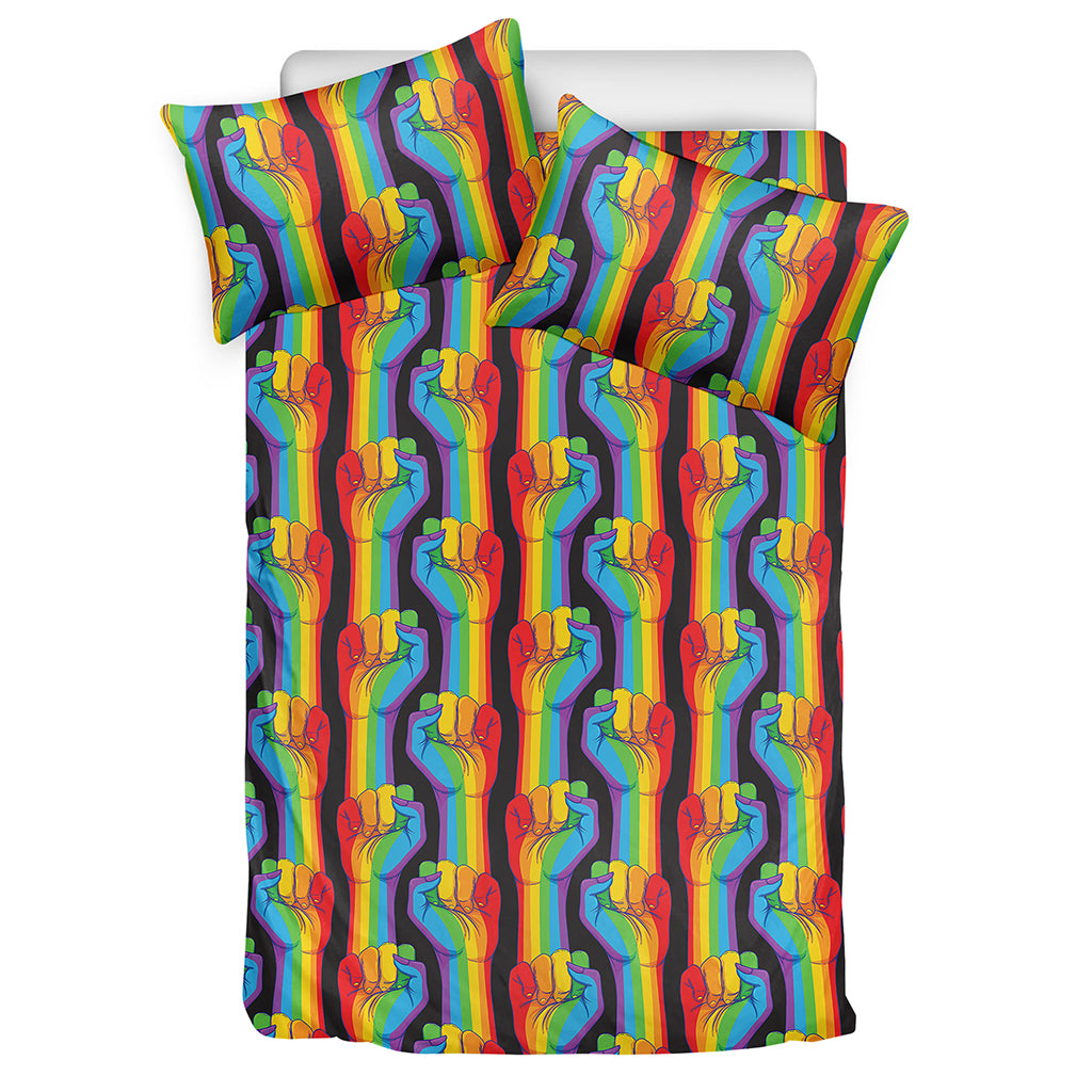 Gay Pride Hand Sign Pattern Print Duvet Cover Bedding Set