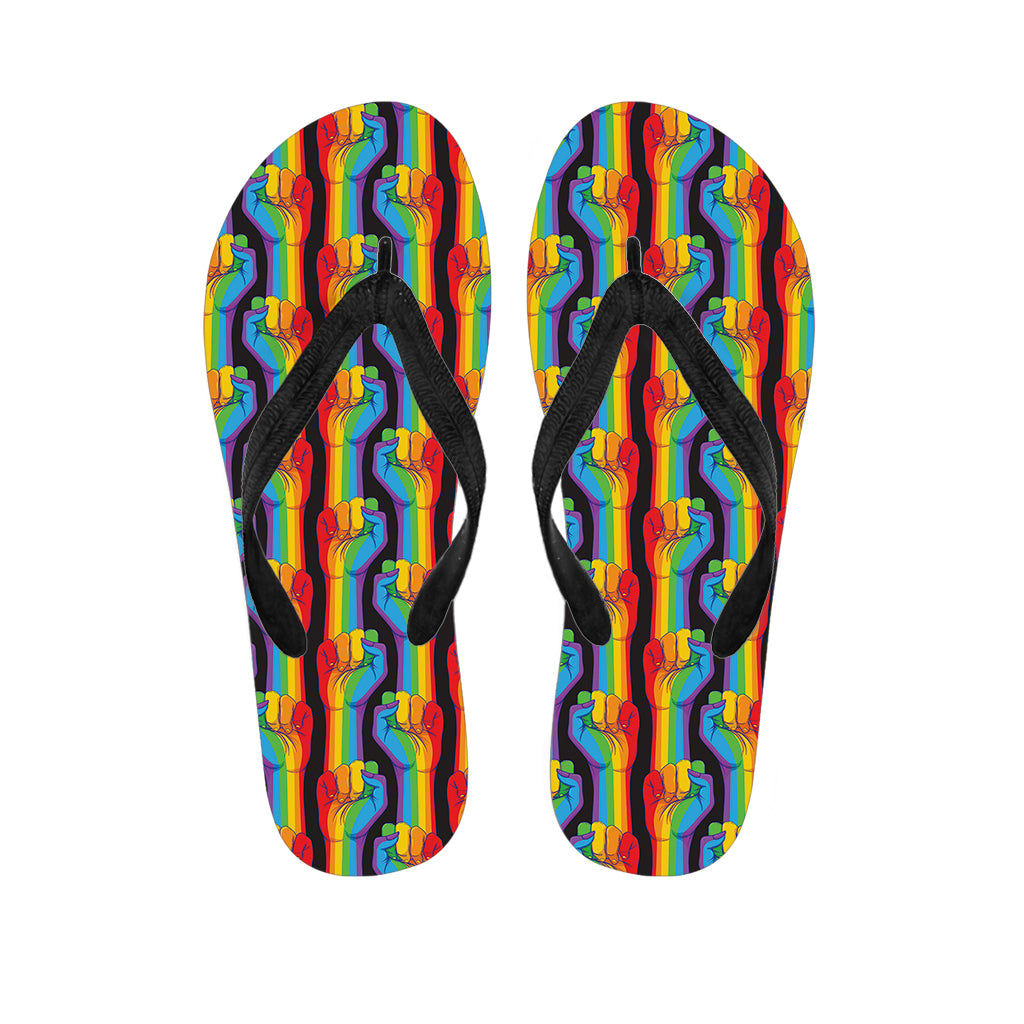 Gay Pride Hand Sign Pattern Print Flip Flops