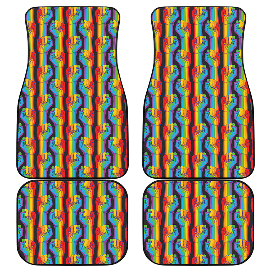 Gay Pride Hand Sign Pattern Print Front and Back Car Floor Mats
