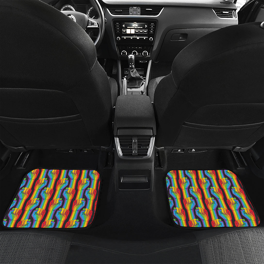 Gay Pride Hand Sign Pattern Print Front and Back Car Floor Mats