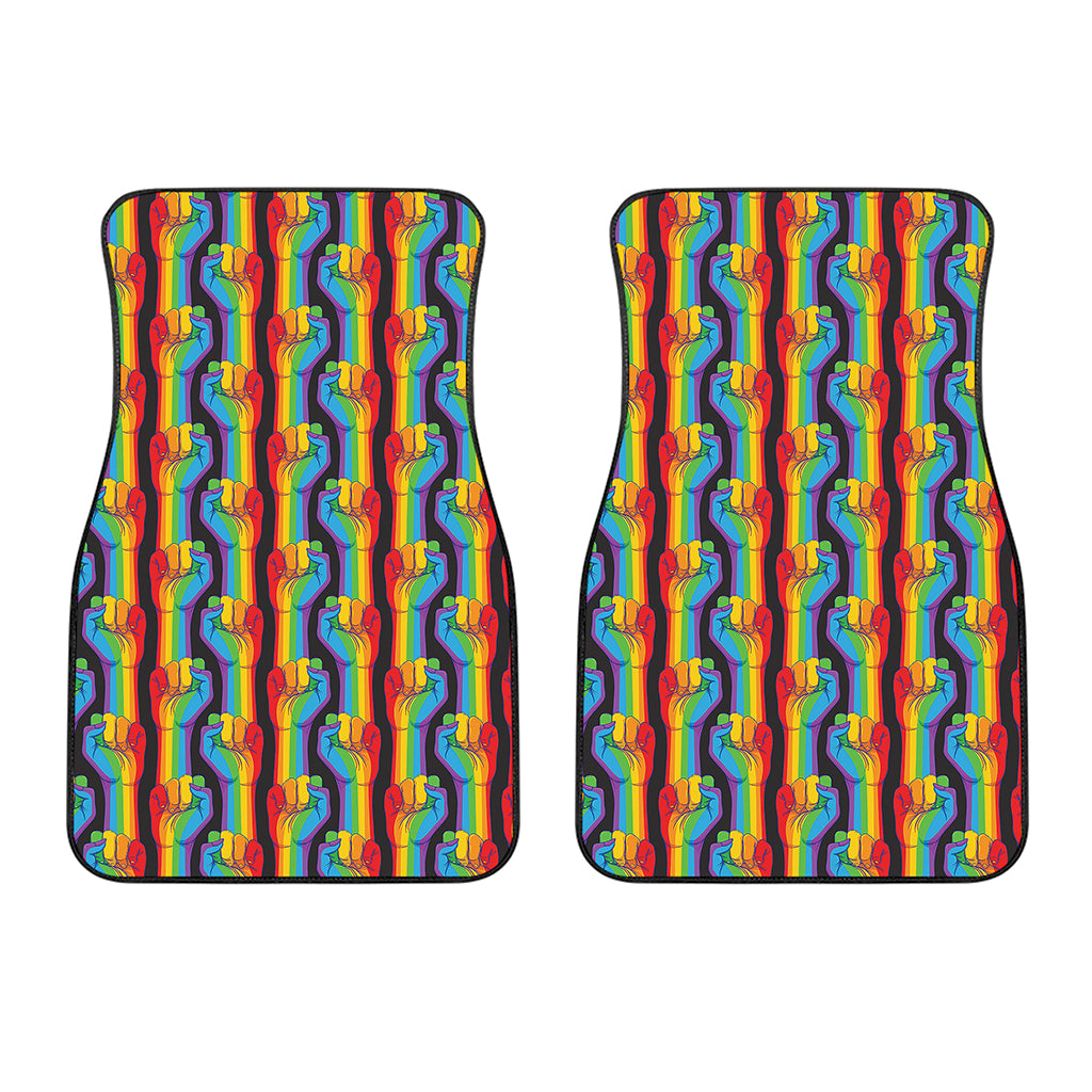 Gay Pride Hand Sign Pattern Print Front Car Floor Mats