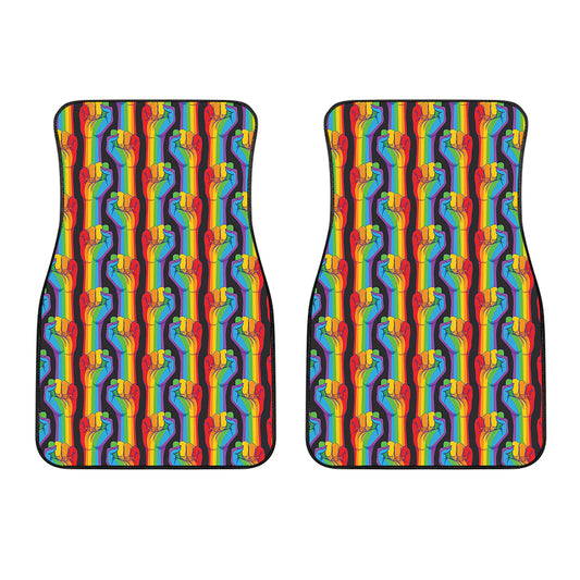 Gay Pride Hand Sign Pattern Print Front Car Floor Mats
