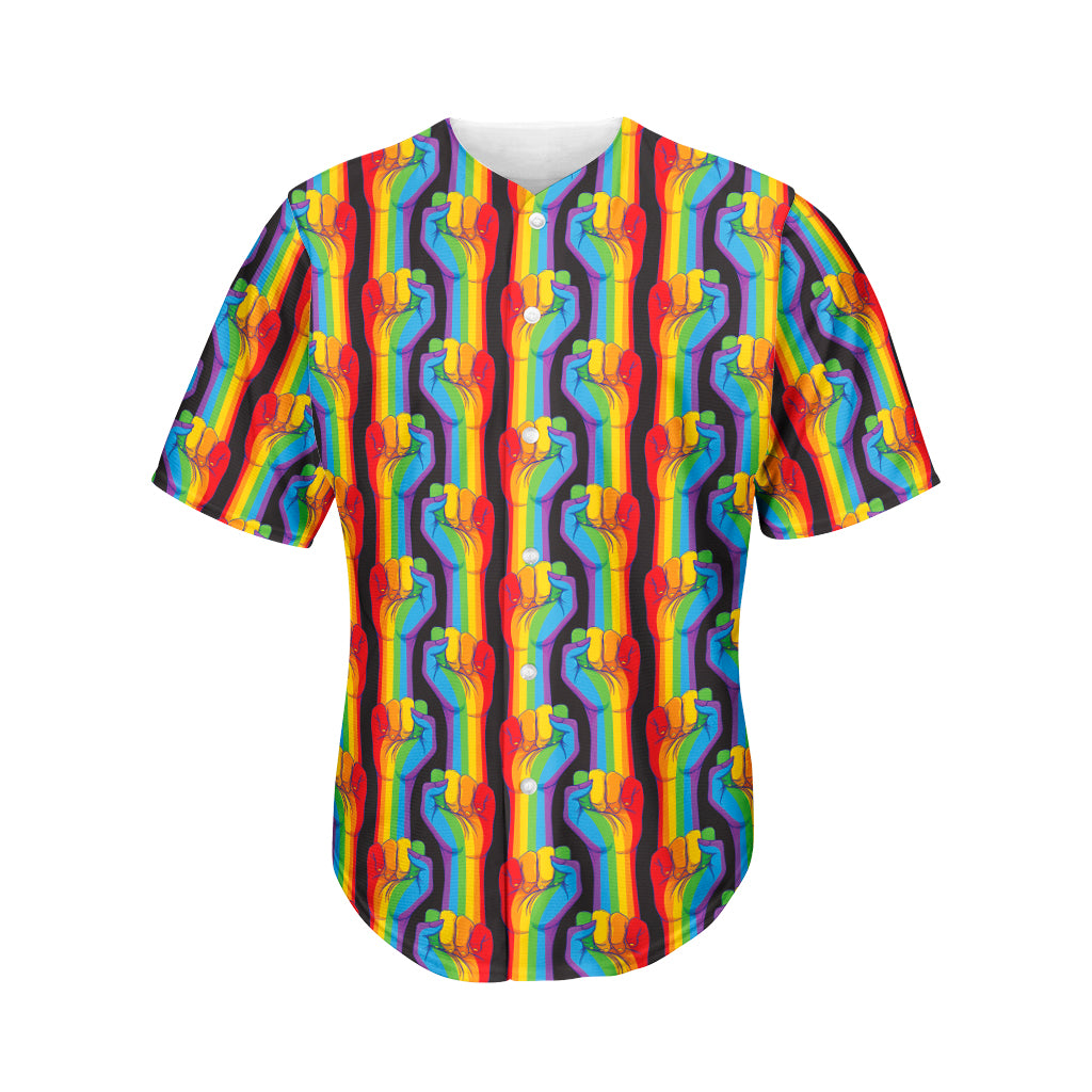 Gay Pride Hand Sign Pattern Print Men's Baseball Jersey