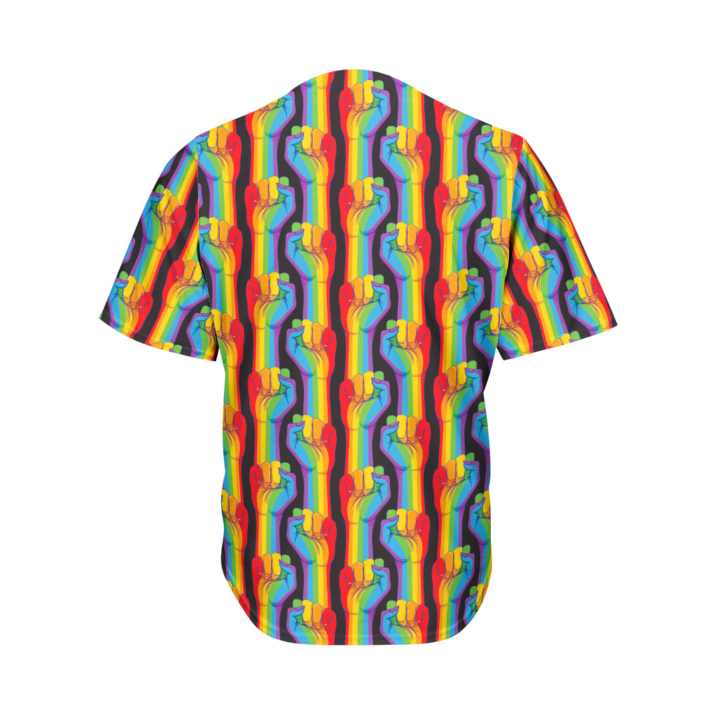 Gay Pride Hand Sign Pattern Print Men's Baseball Jersey