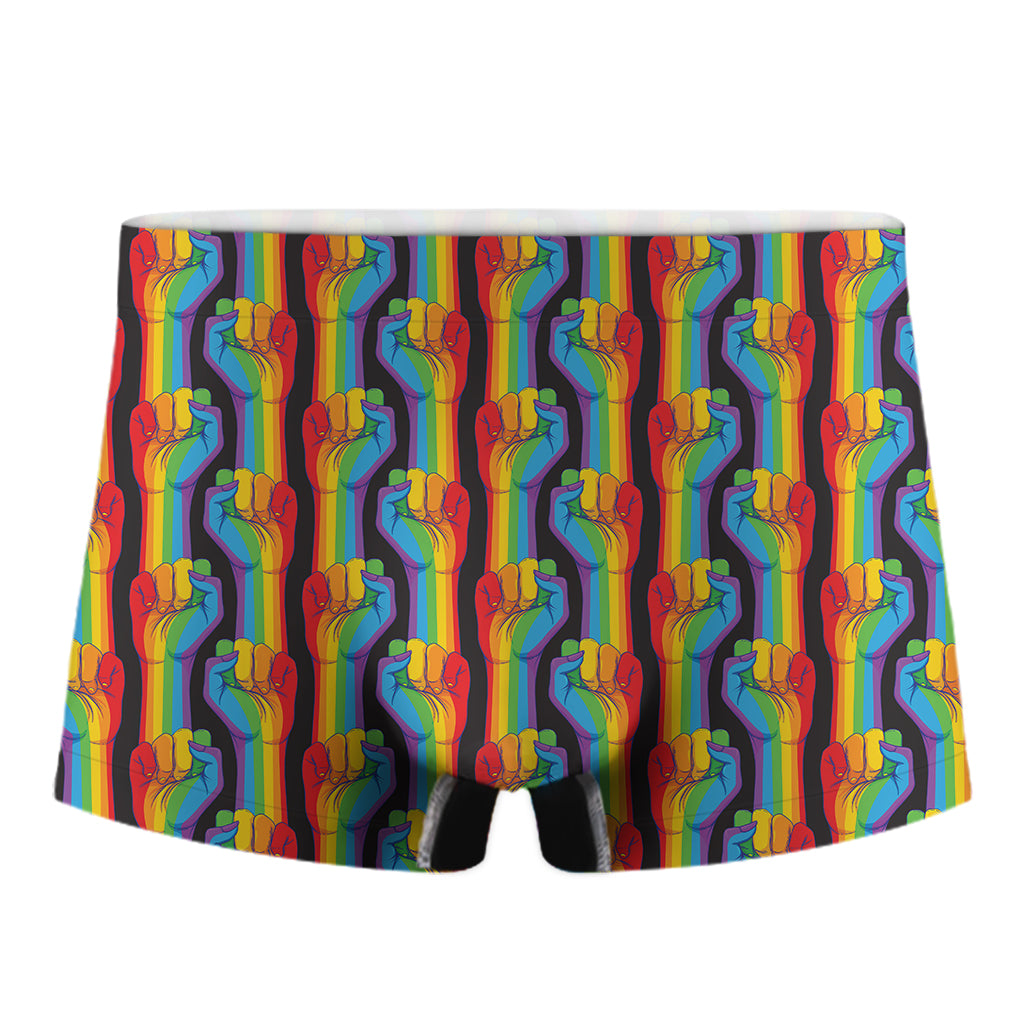Gay Pride Hand Sign Pattern Print Men's Boxer Briefs