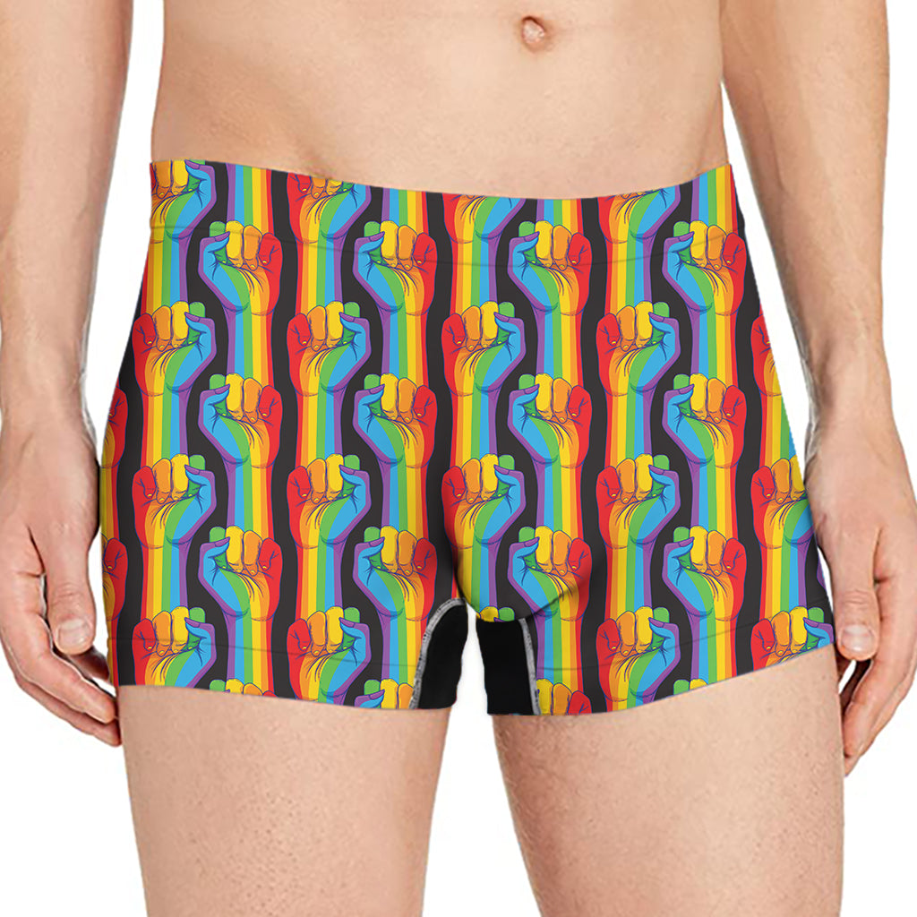 Gay Pride Hand Sign Pattern Print Men's Boxer Briefs