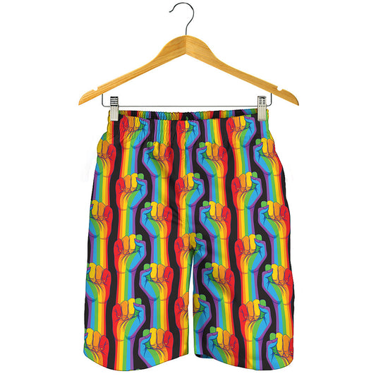 Gay Pride Hand Sign Pattern Print Men's Shorts