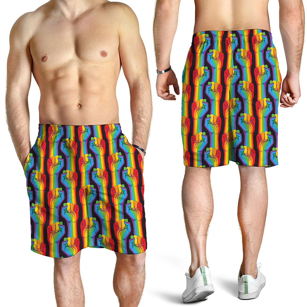 Gay Pride Hand Sign Pattern Print Men's Shorts