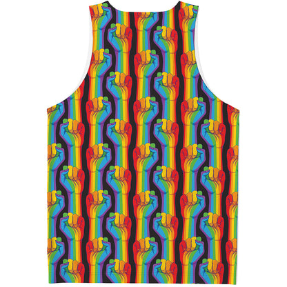 Gay Pride Hand Sign Pattern Print Men's Tank Top