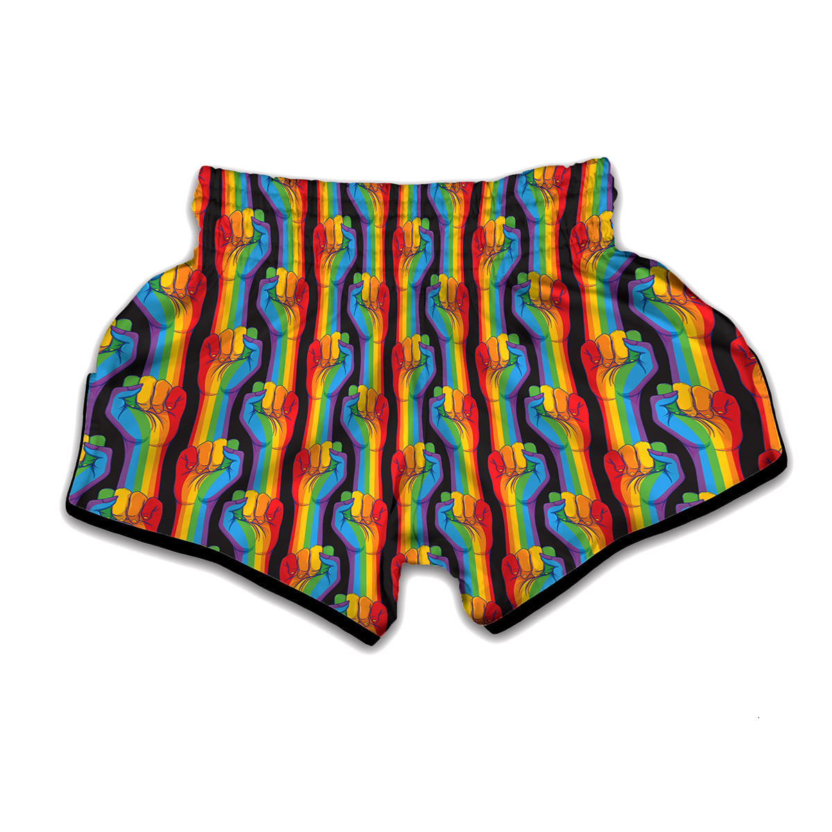 Gay Pride Hand Sign Pattern Print Muay Thai Boxing Shorts