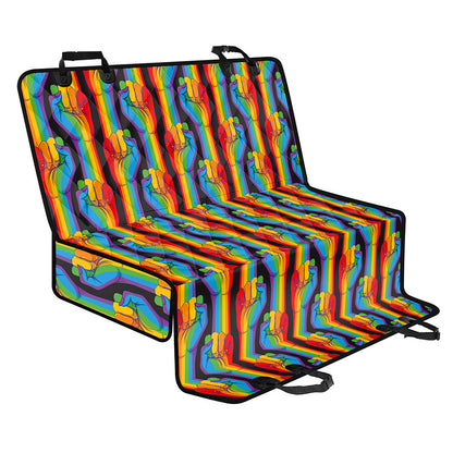 Gay Pride Hand Sign Pattern Print Pet Car Back Seat Cover