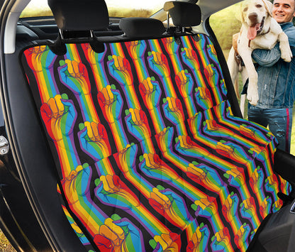Gay Pride Hand Sign Pattern Print Pet Car Back Seat Cover