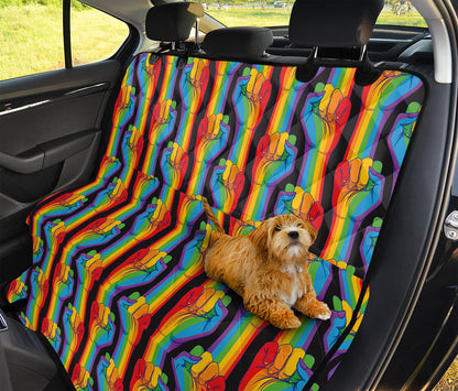 Gay Pride Hand Sign Pattern Print Pet Car Back Seat Cover
