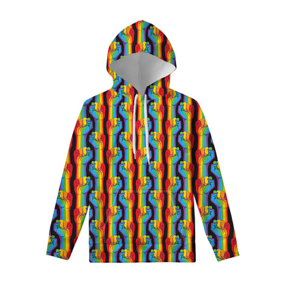 Gay Pride Hand Sign Pattern Print Pullover Hoodie