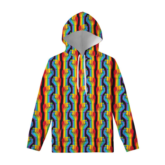 Gay Pride Hand Sign Pattern Print Pullover Hoodie