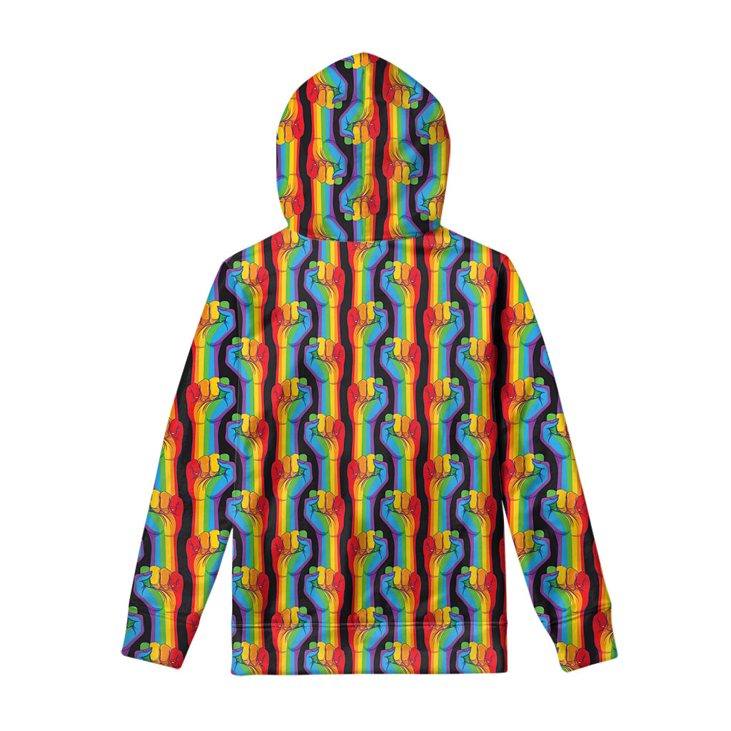 Gay Pride Hand Sign Pattern Print Pullover Hoodie