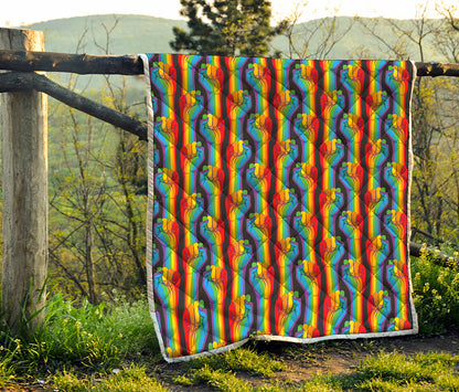 Gay Pride Hand Sign Pattern Print Quilt