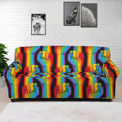 Gay Pride Hand Sign Pattern Print Sofa Cover