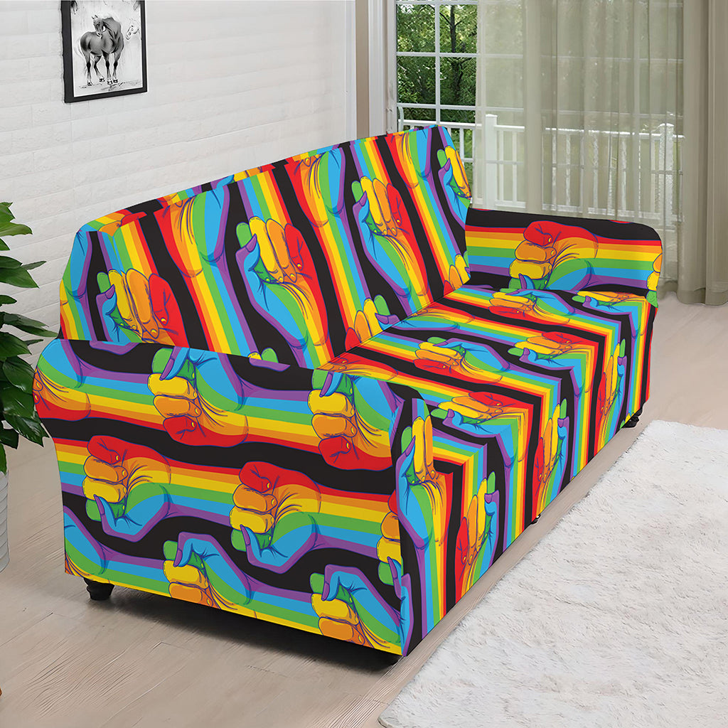 Gay Pride Hand Sign Pattern Print Sofa Cover