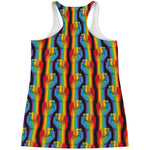 Gay Pride Hand Sign Pattern Print Women's Racerback Tank Top