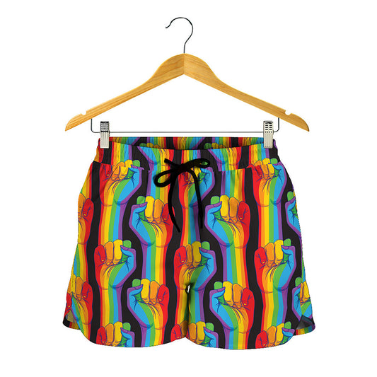 Gay Pride Hand Sign Pattern Print Women's Shorts