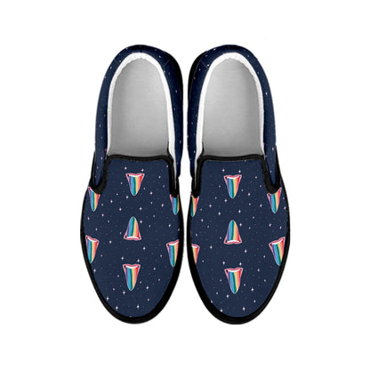Gay Pride Tongue Pattern Print Black Slip On Shoes