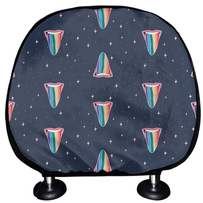 Gay Pride Tongue Pattern Print Car Headrest Covers