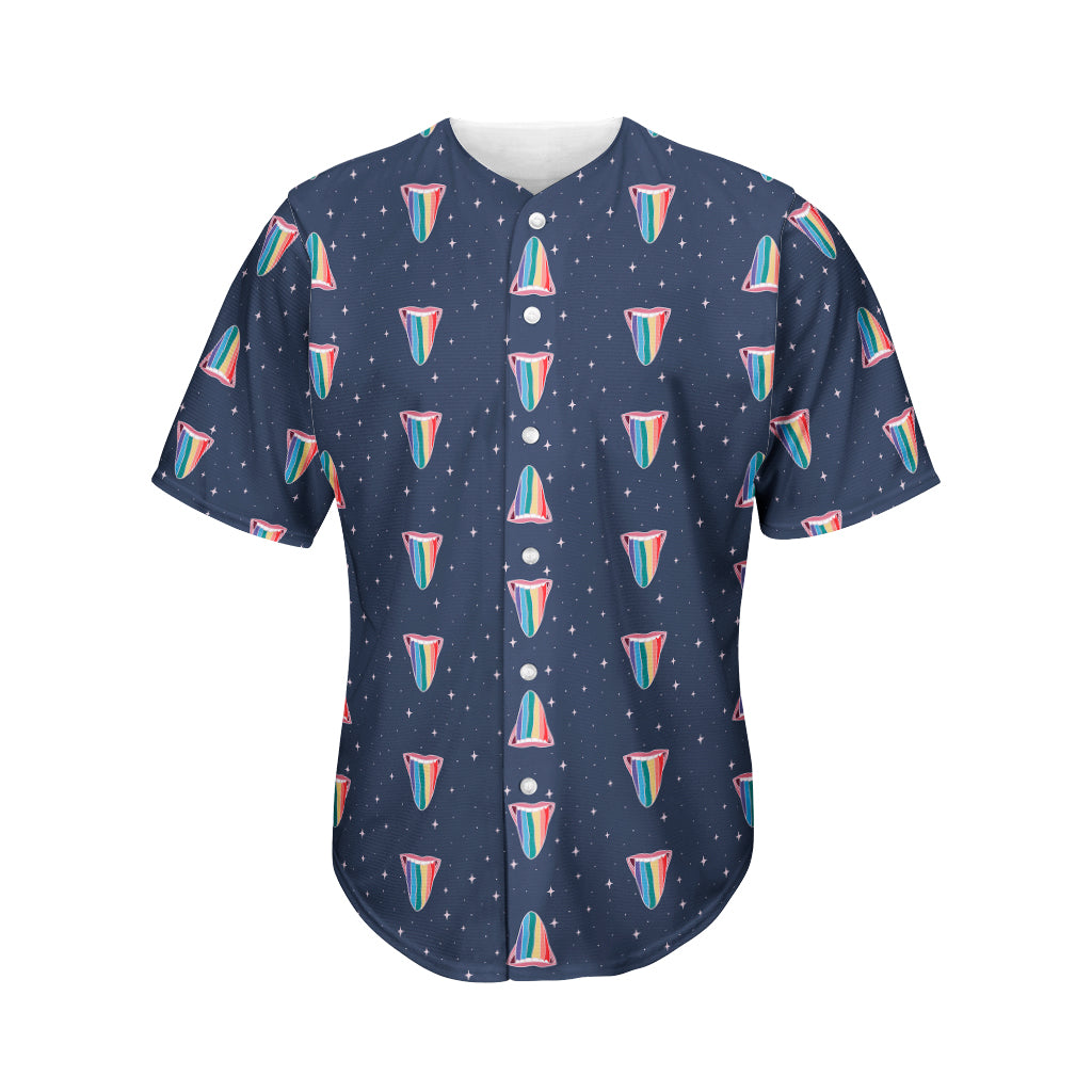 Gay Pride Tongue Pattern Print Men's Baseball Jersey